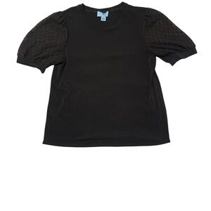 CeCe Black Puff Sleeve Blouse